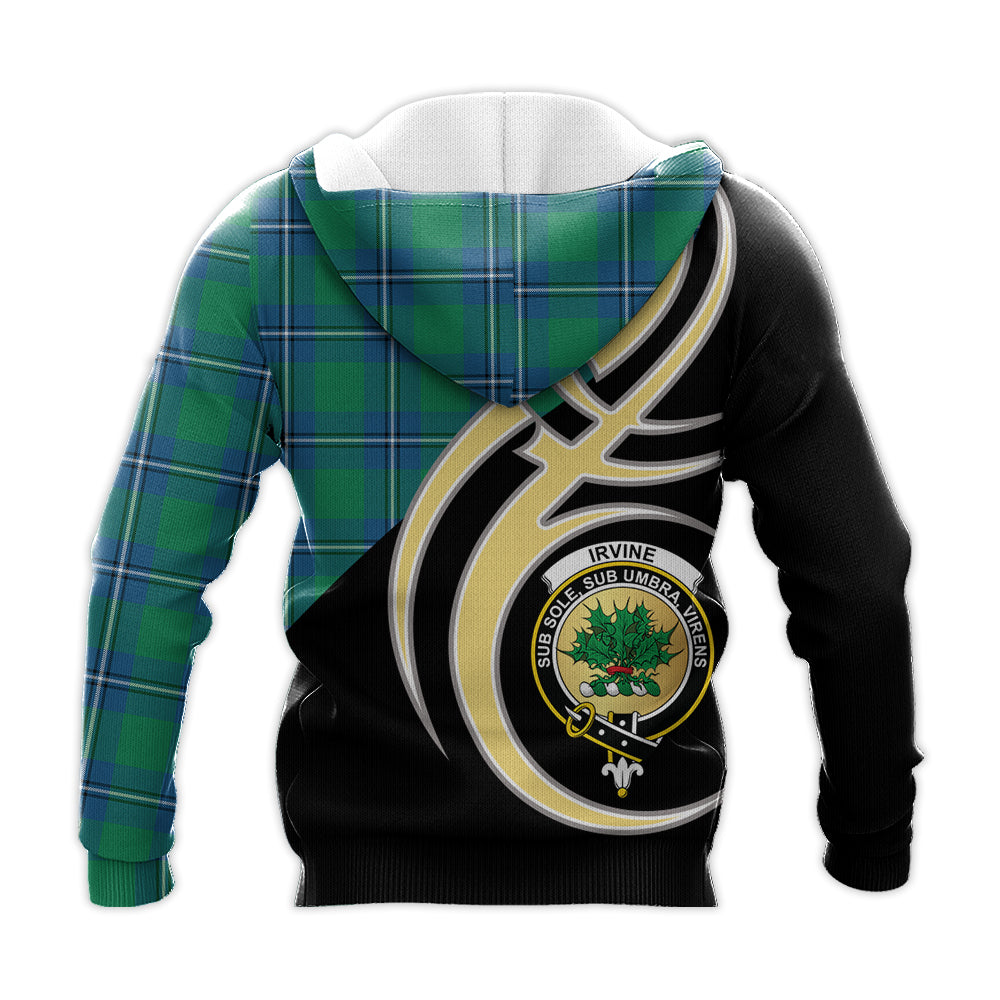Printivon Irvine Ancient Clan Believe In Me Crest Tartan Knitted Hoodie Custom Your Text