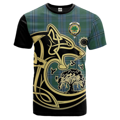 Printivon Irvine of Drum Crest Celtic Wolf Tartan T Shirt Custom Your Text