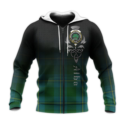Printivon Irving Of Bonshaw Tartan Crest Alba Celtic Hoodie