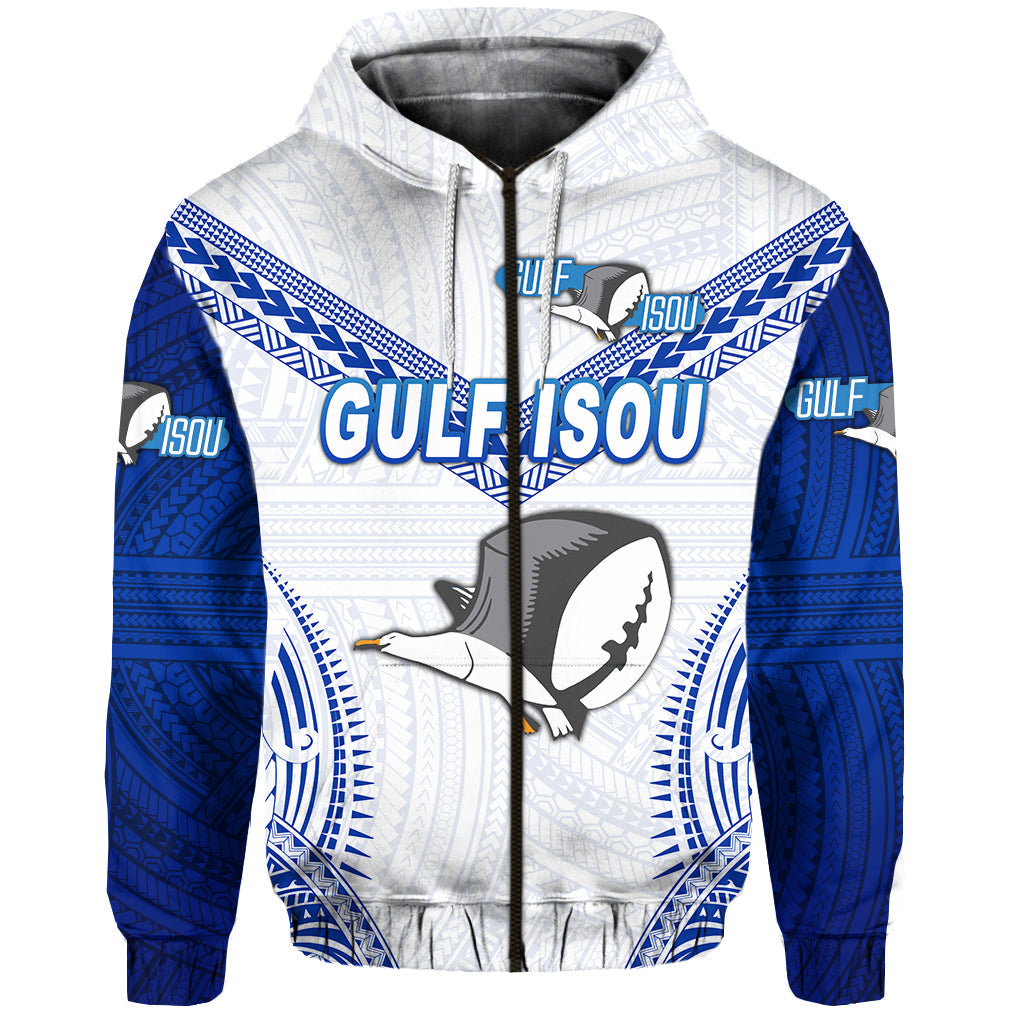 ( Personalised) Papua New Guinea PRK Gulf Isou Zip Hoodie Rugby Original Style White, Text And Number