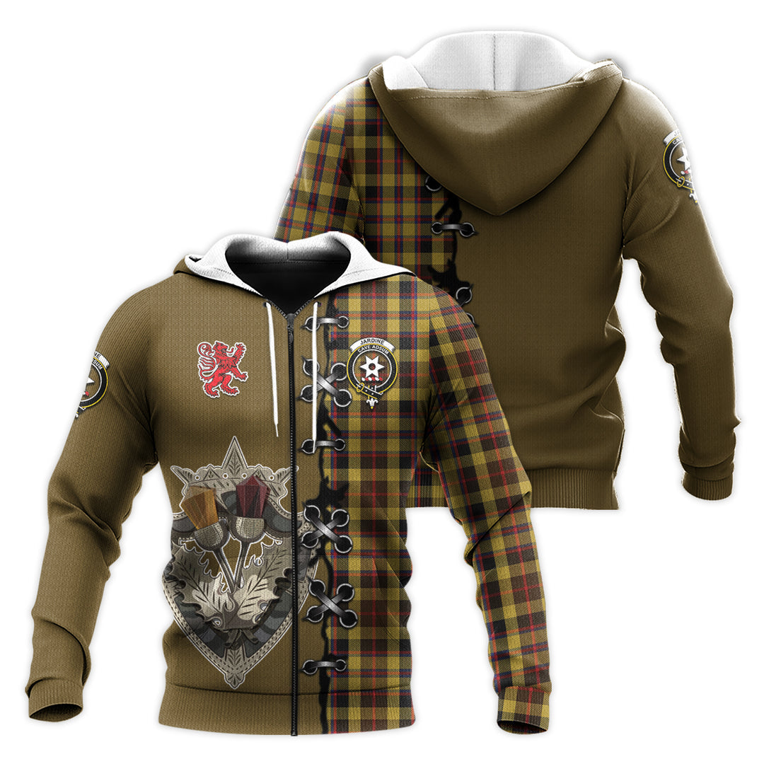 Printivon Jardine Tartan Hoodie Lion Rampant And Celtic Thistle Style