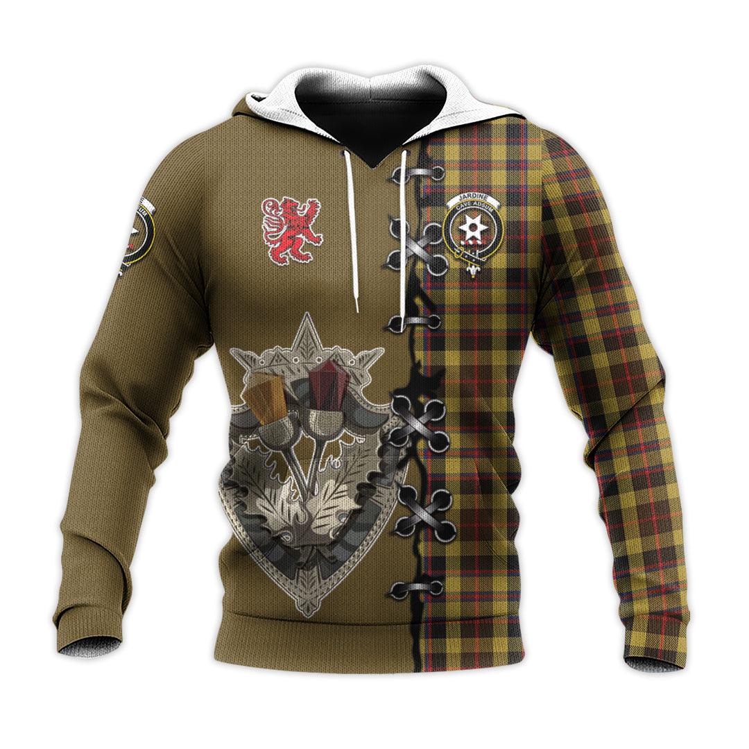 Printivon Jardine Tartan Hoodie Lion Rampant And Celtic Thistle Style