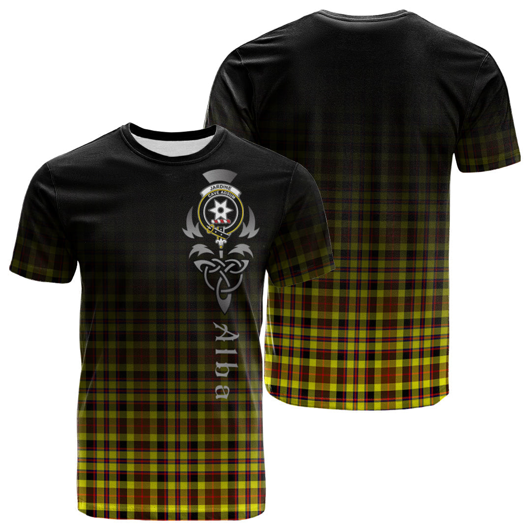 Printivon Jardine Modern Tartan Crest Alba Celtic T Shirt