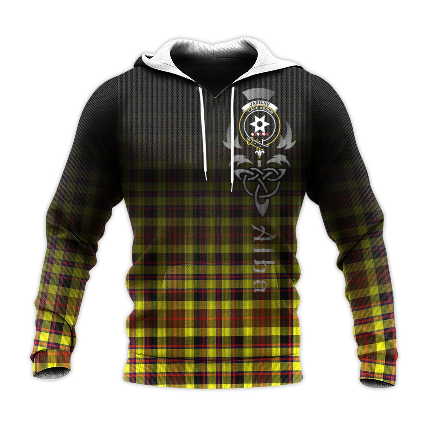 Printivon Jardine Modern Tartan Crest Alba Celtic Hoodie