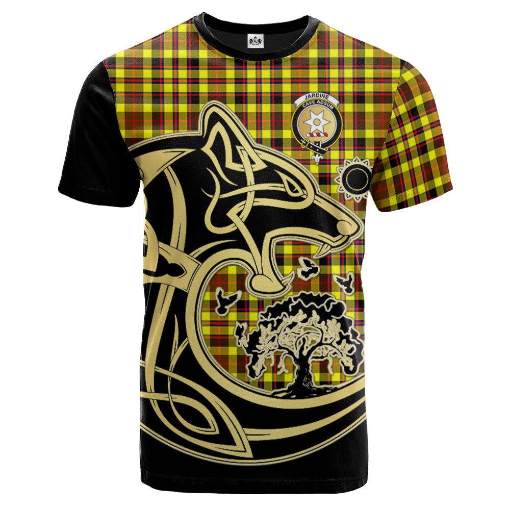 Printivon Jardine Modern Crest Celtic Wolf Tartan T Shirt Custom Your Text