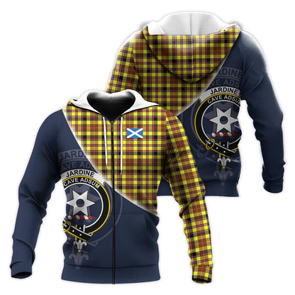 Printivon Jardine Modern Tartan Scottish Crest Hoodie