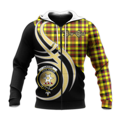 Printivon Jardine Modern Clan Believe In Me Crest Tartan Knitted Hoodie Custom Your Text