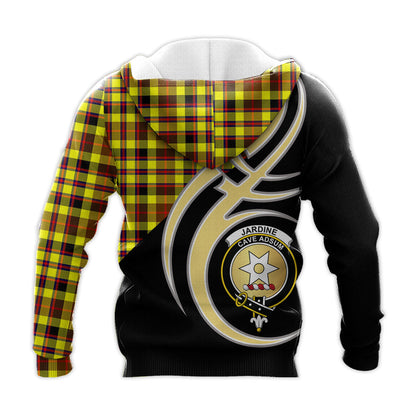 Printivon Jardine Modern Clan Believe In Me Crest Tartan Knitted Hoodie Custom Your Text