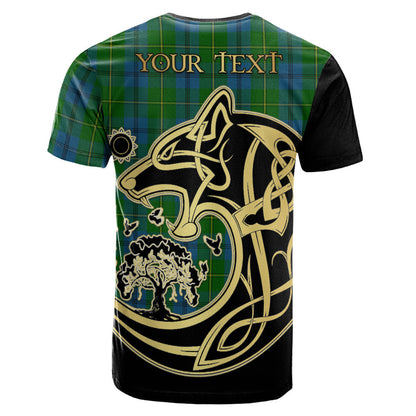 Printivon Johnston Crest Celtic Wolf Tartan T Shirt Custom Your Text