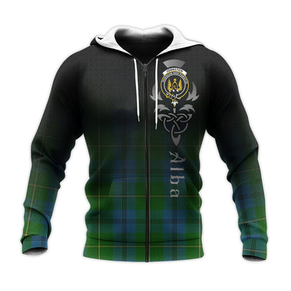 Printivon Johnston Tartan Crest Alba Celtic Hoodie