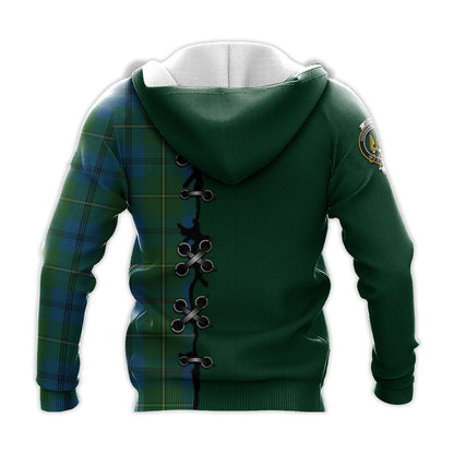 Printivon Johnstone Tartan Hoodie Lion Rampant And Celtic Thistle Style