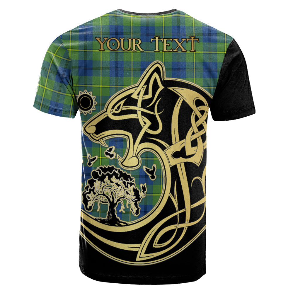 Printivon Johnstone Ancient Crest Celtic Wolf Tartan T Shirt Custom Your Text