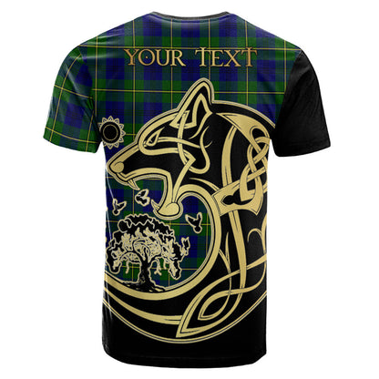 Printivon Johnstone Modern Crest Celtic Wolf Tartan T Shirt Custom Your Text