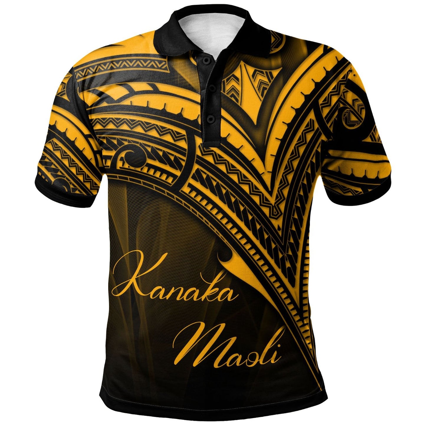 Hawaii Kanaka Maoli Polo Shirt - Gold Color Cross Style