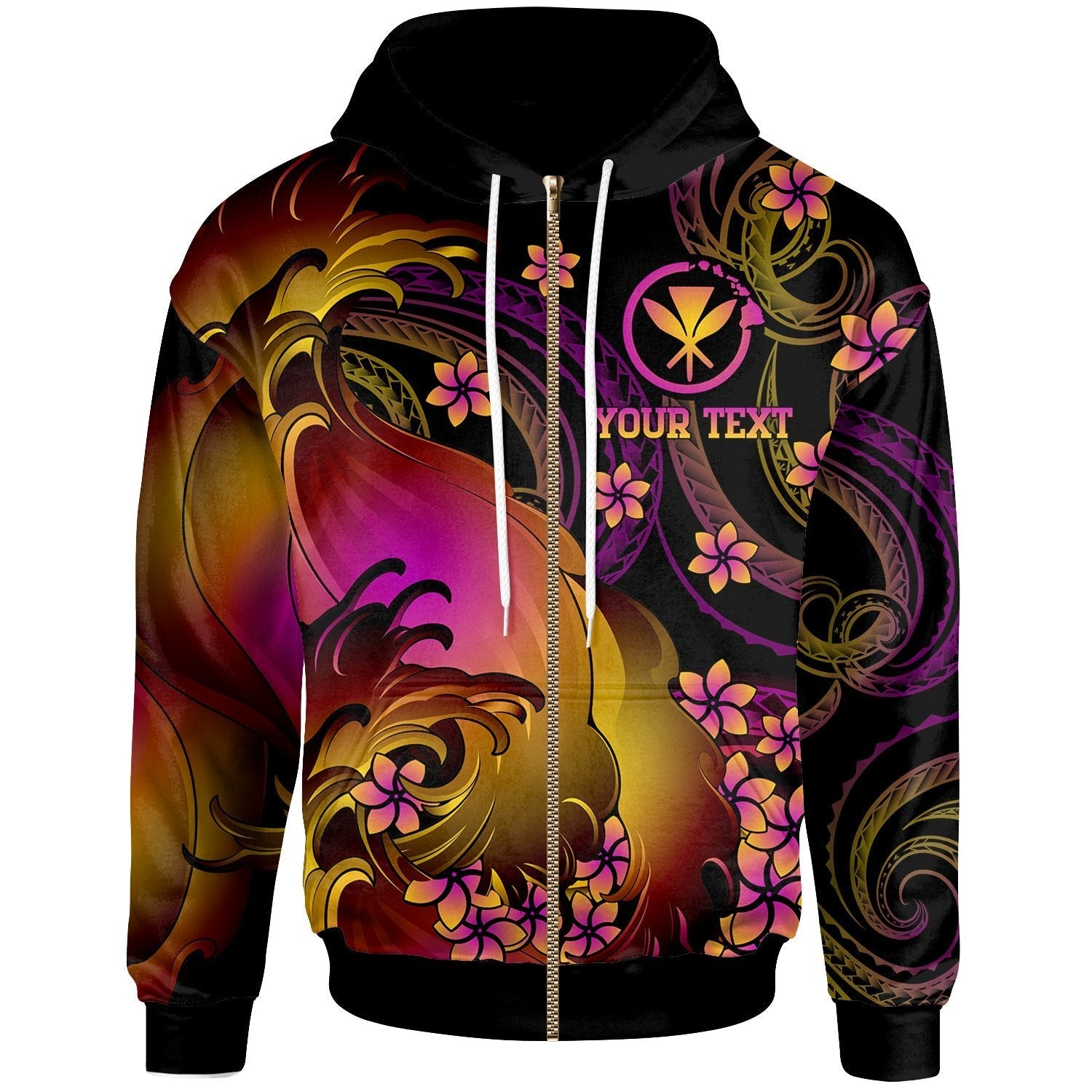 Hawaii Zip up Hoodie Kanaka Maoli in wave