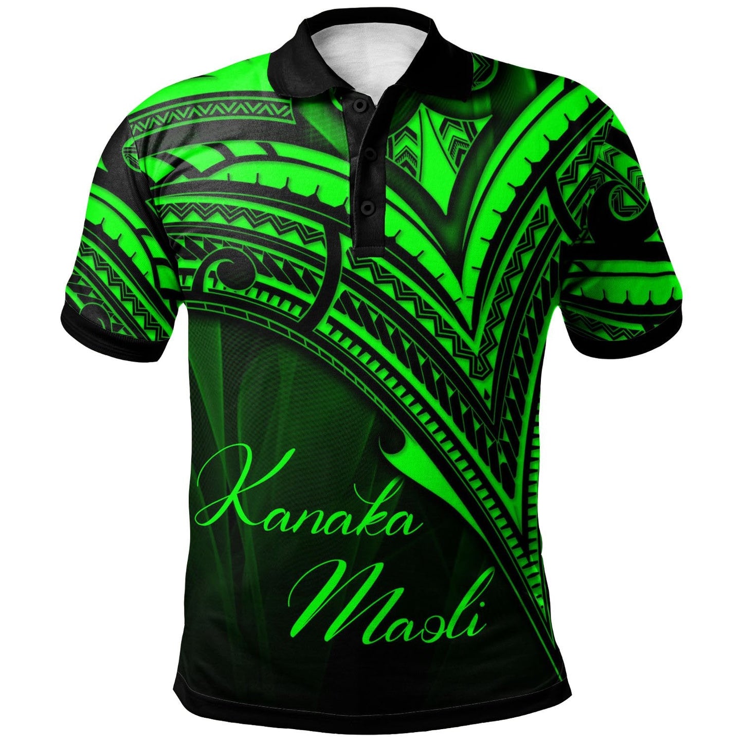 Hawaii Kanaka Maoli Polo Shirt - Green Color Cross Style
