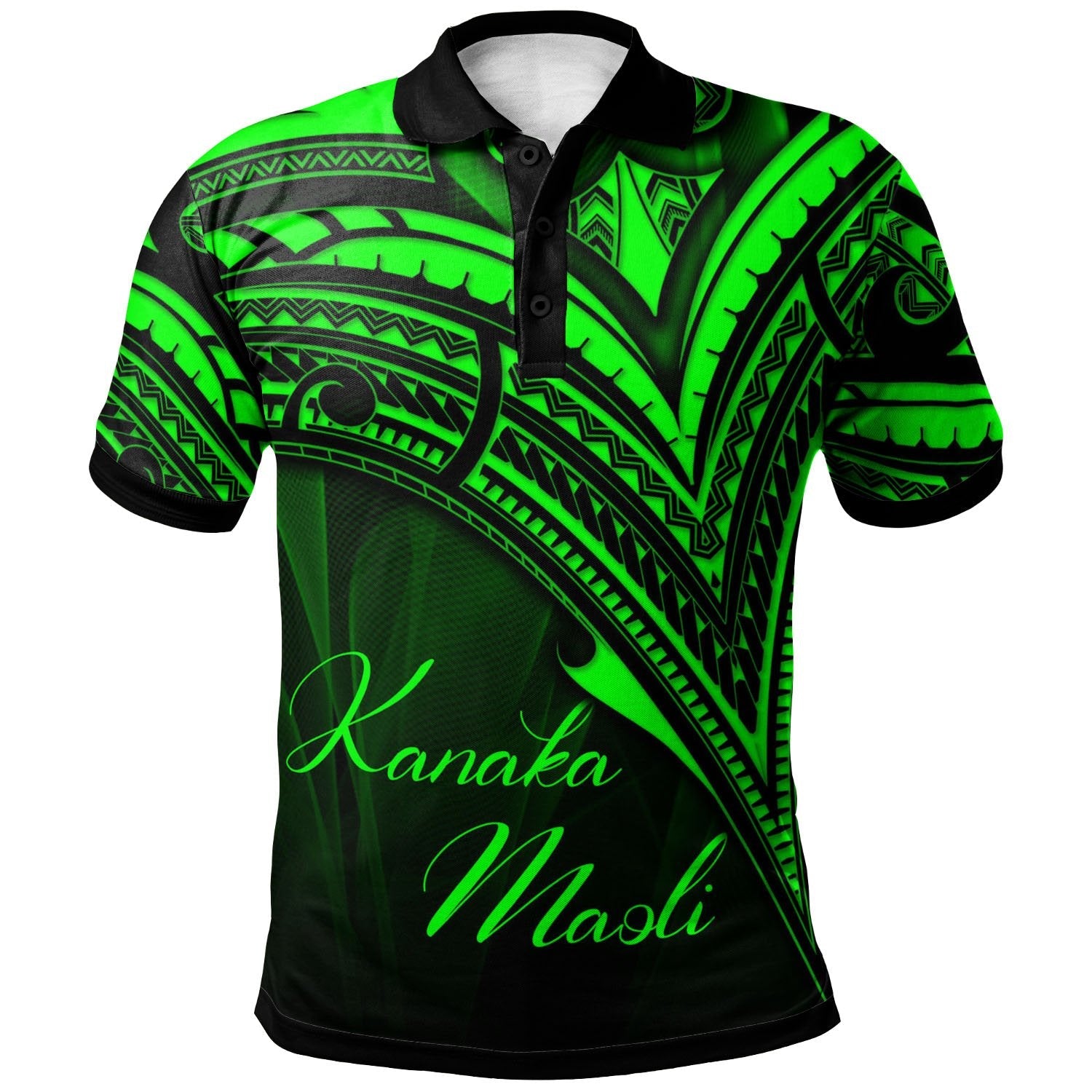 Hawaii Kanaka Maoli Polo Shirt - Green Color Cross Style