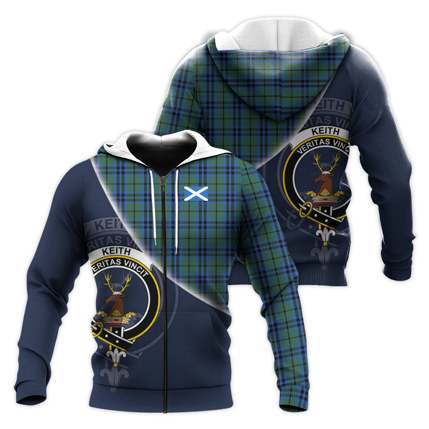 Printivon Keith Tartan Scottish Crest Hoodie