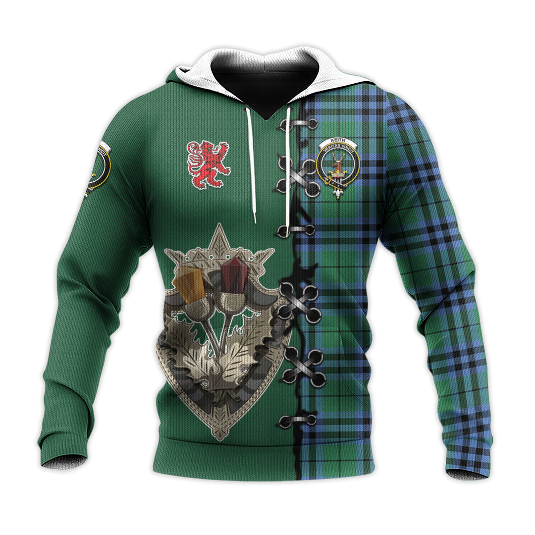 Printivon Keith Ancient Tartan Hoodie Lion Rampant And Celtic Thistle Style