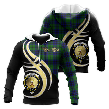 Printivon Keith Modern Clan Believe In Me Crest Tartan Knitted Hoodie Custom Your Text