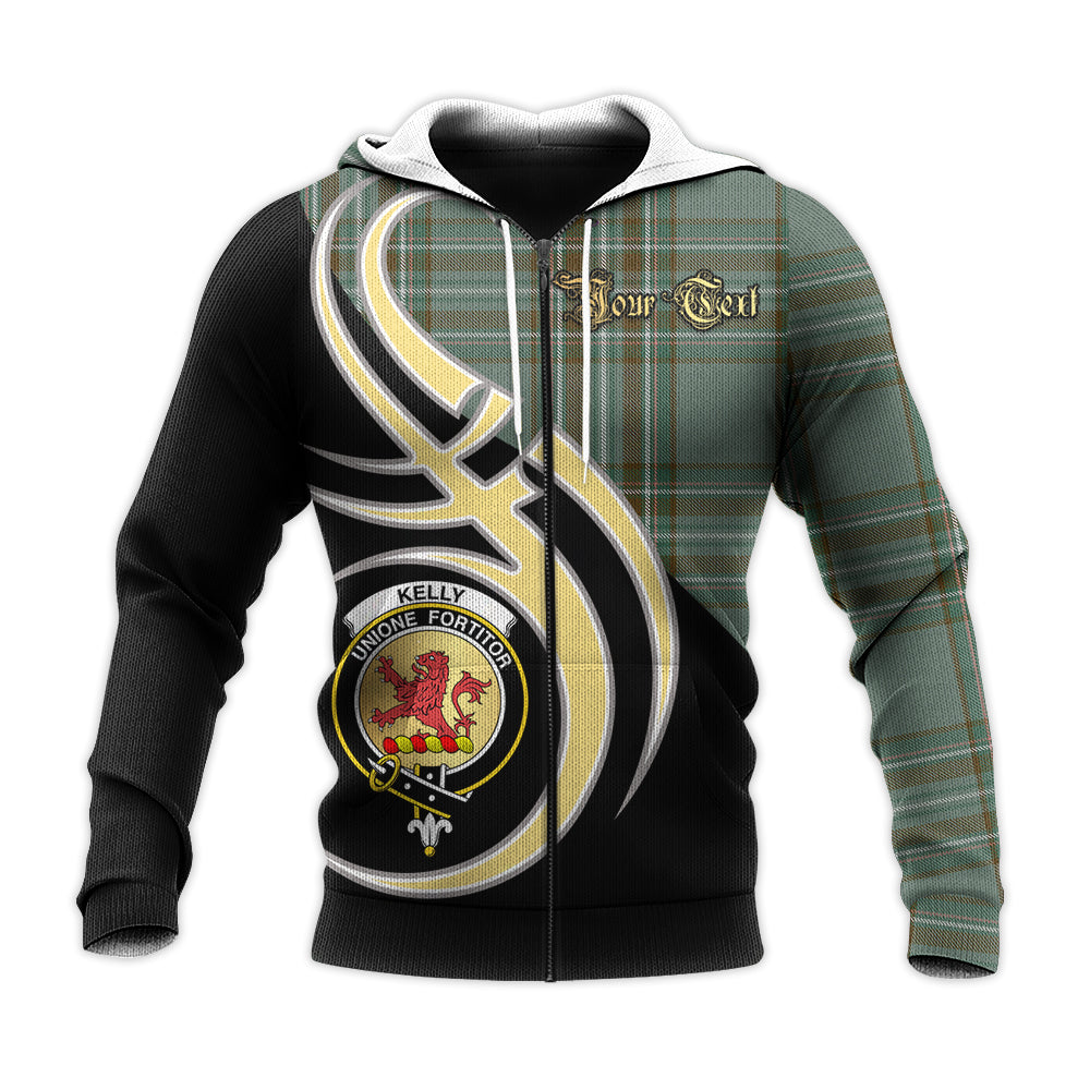 Printivon Kelly Dress Clan Believe In Me Crest Tartan Knitted Hoodie Custom Your Text