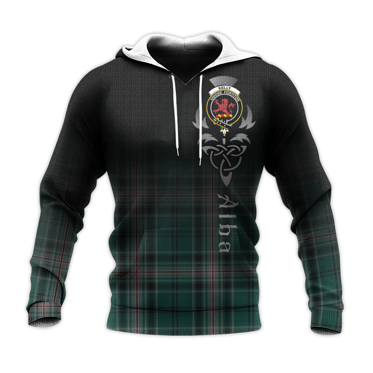 Printivon Kelly Of Sleat Hunting Tartan Crest Alba Celtic Hoodie