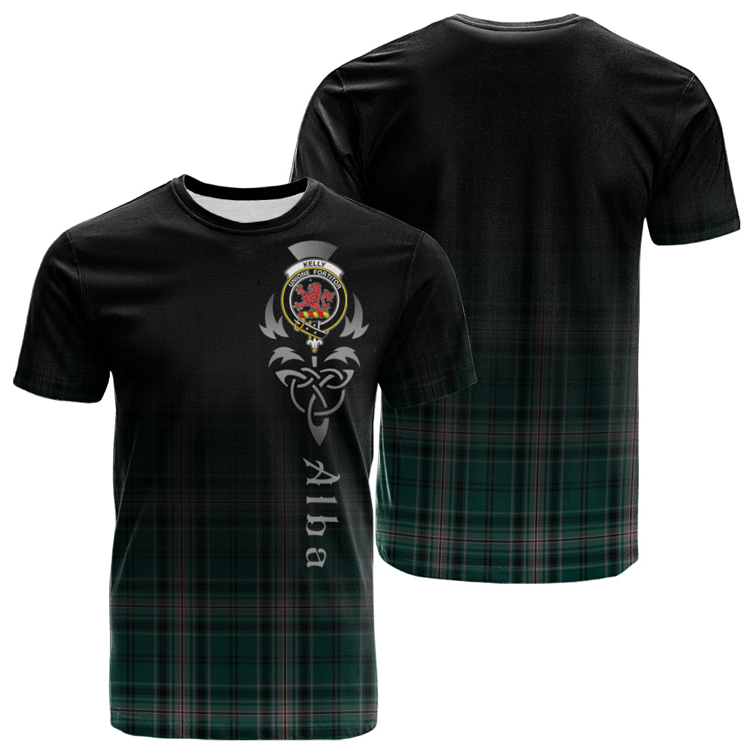 Printivon Kelly of Sleat Hunting Tartan Crest Alba Celtic T Shirt