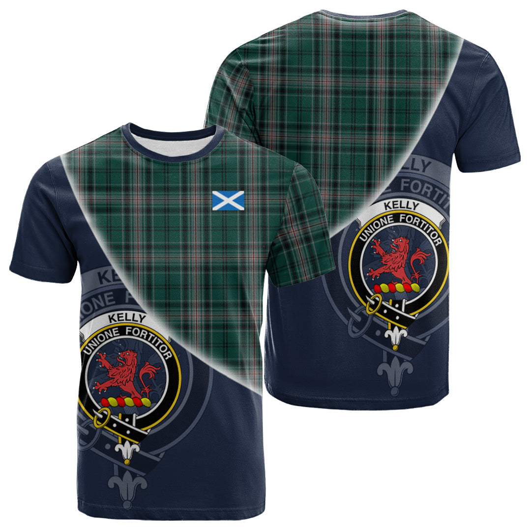 Printivon Kelly of Sleat Hunting Tartan Scottish Crest T Shirt
