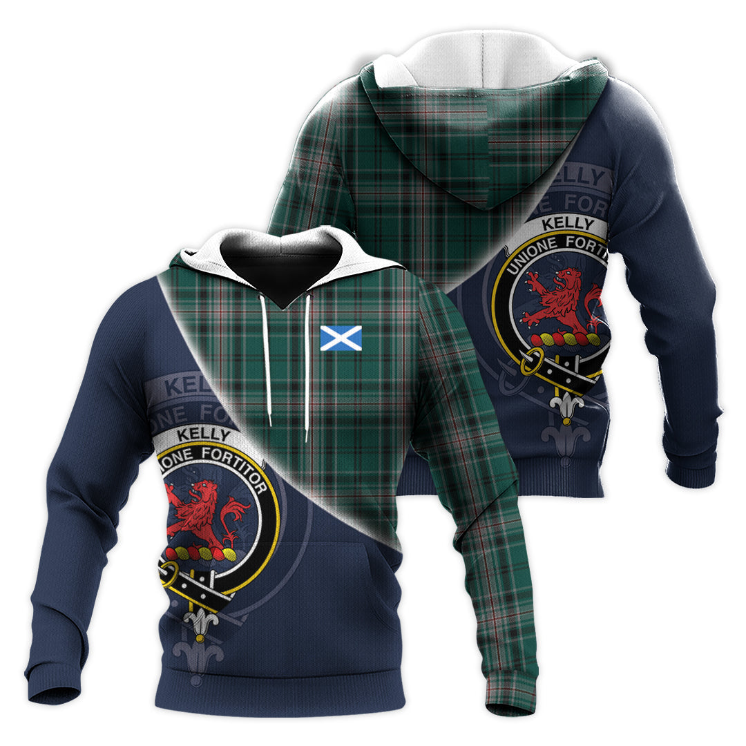 Printivon Kelly Of Sleat Hunting Tartan Scottish Crest Hoodie