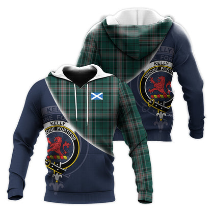 Printivon Kelly Of Sleat Hunting Tartan Scottish Crest Hoodie