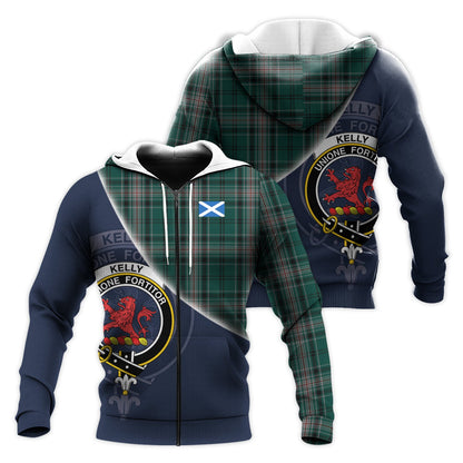 Printivon Kelly Of Sleat Hunting Tartan Scottish Crest Hoodie