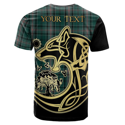 Printivon Kelly of Sleat Hunting Crest Celtic Wolf Tartan T Shirt Custom Your Text
