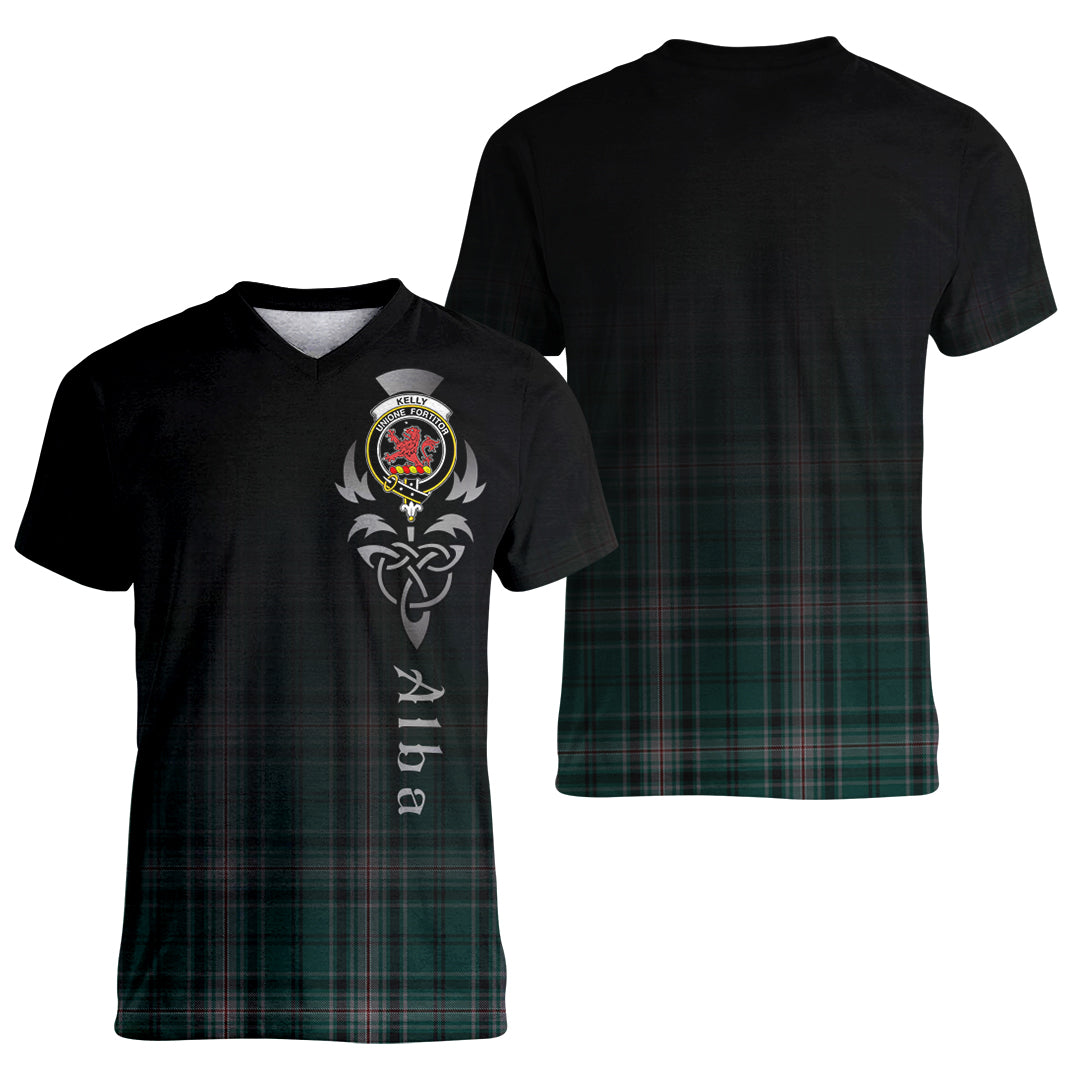 Printivon Kelly of Sleat Hunting Tartan Crest Alba Celtic T Shirt