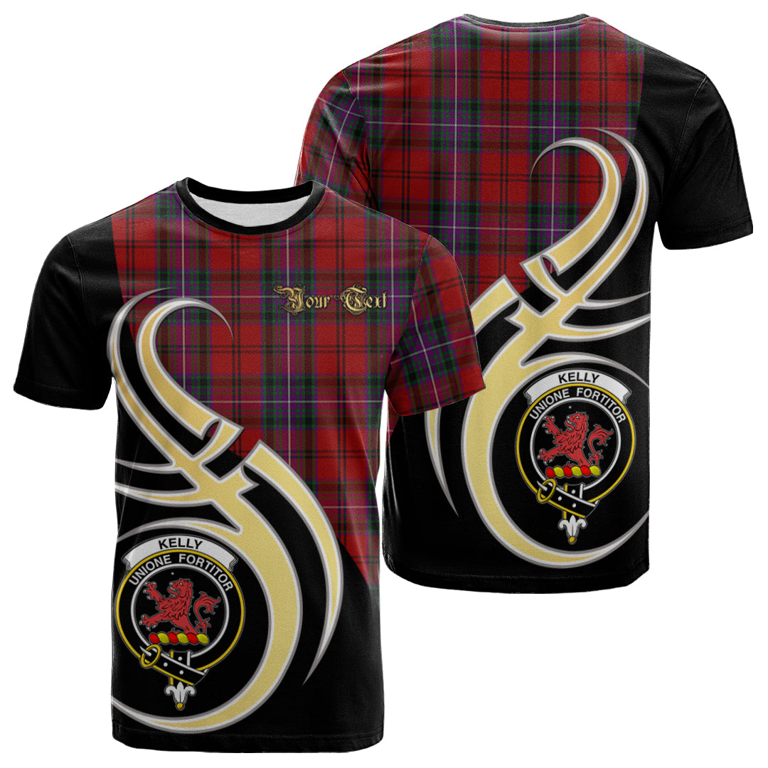 Printivon Kelly of Sleat Red Tartan Crest Believe In Me T Shirt