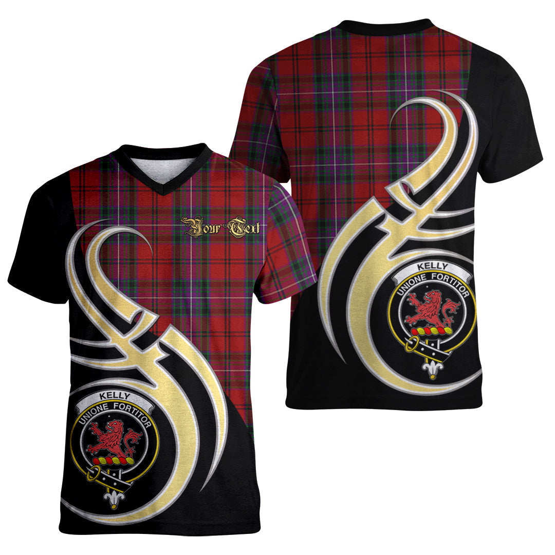 Printivon Kelly of Sleat Red Tartan Crest Believe In Me T Shirt