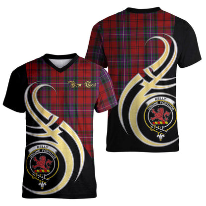Printivon Kelly of Sleat Red Tartan Crest Believe In Me T Shirt