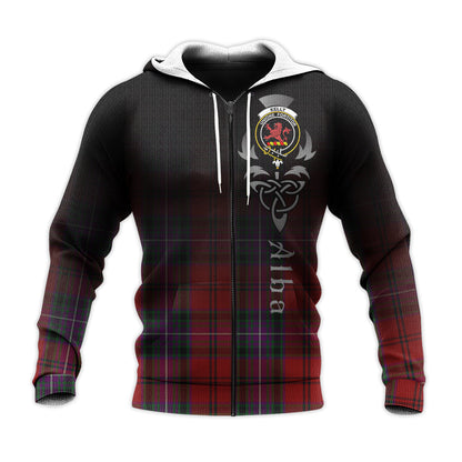 Printivon Kelly Of Sleat Red Tartan Crest Alba Celtic Hoodie