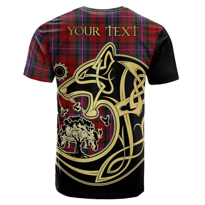 Printivon Kelly of Sleat Red Crest Celtic Wolf Tartan T Shirt Custom Your Text
