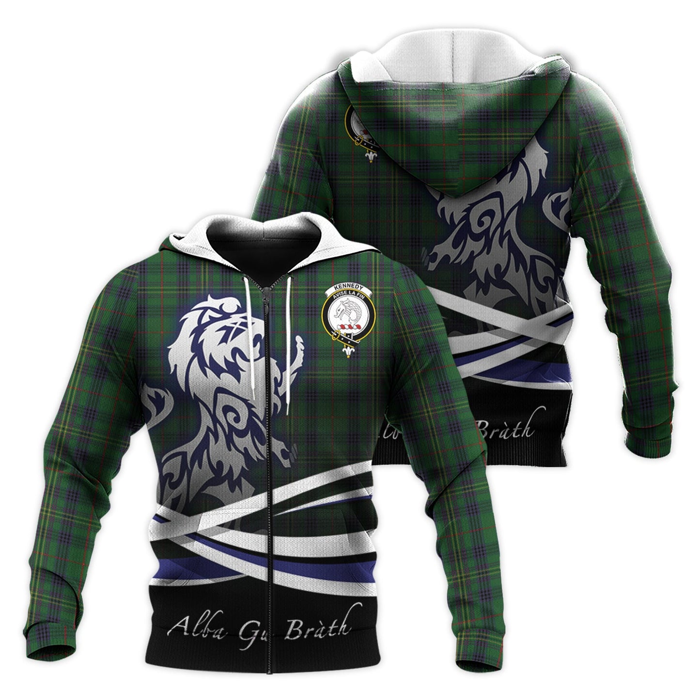 Printivon Kennedy Tartan Scottish Lion Hoodie
