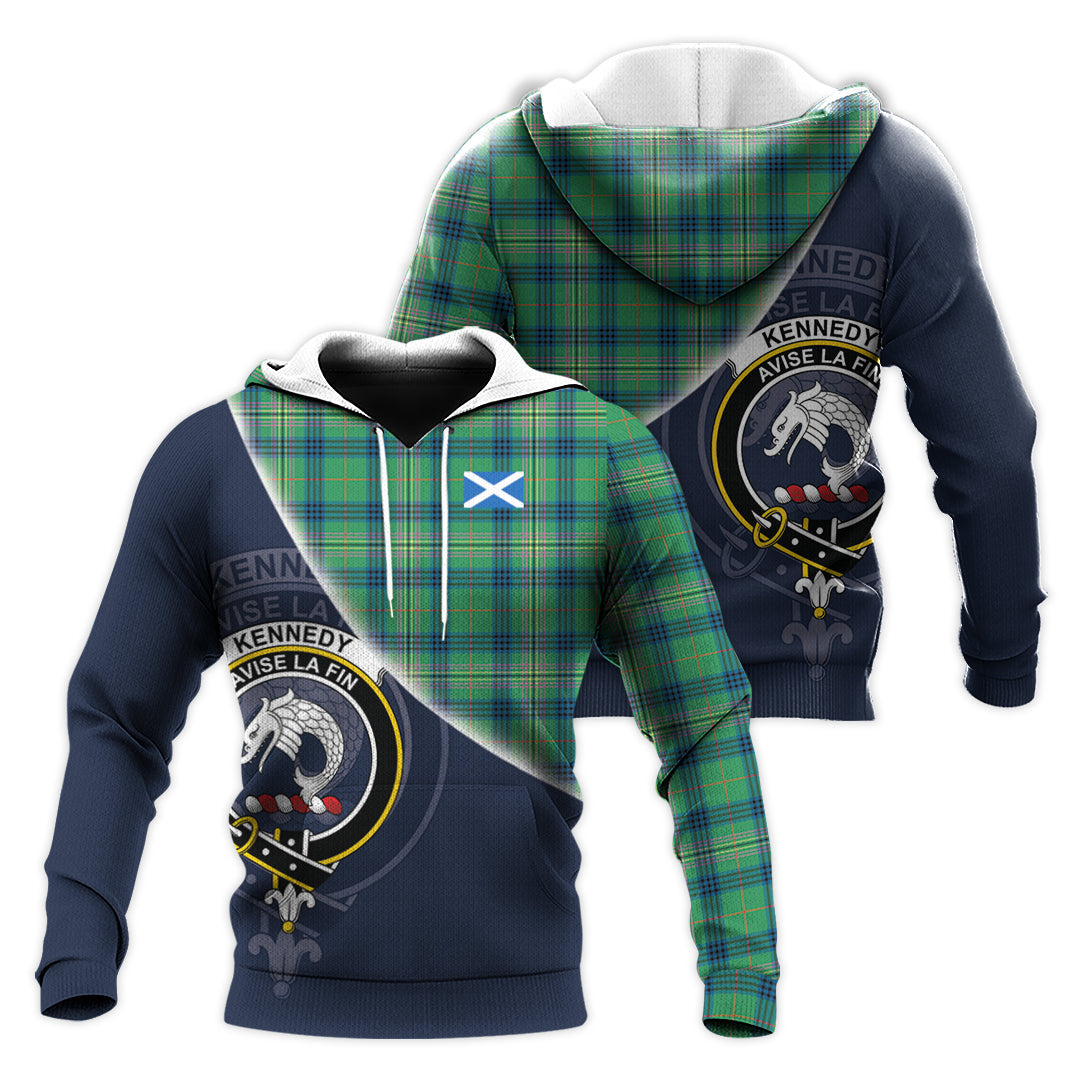 Printivon Kennedy Ancient Tartan Scottish Crest Hoodie