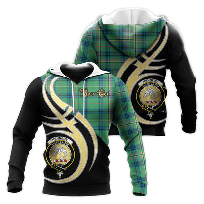 Printivon Kennedy Ancient Clan Believe In Me Crest Tartan Knitted Hoodie Custom Your Text