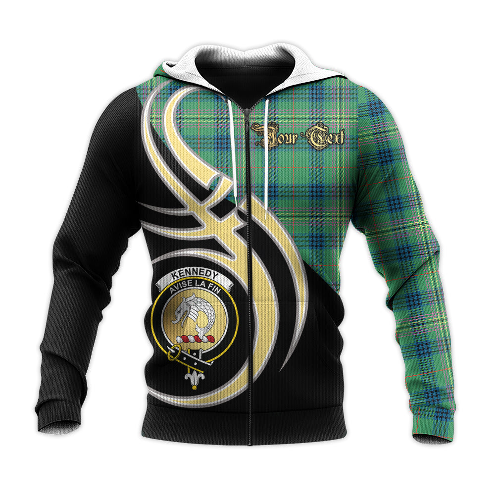 Printivon Kennedy Ancient Clan Believe In Me Crest Tartan Knitted Hoodie Custom Your Text