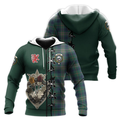 Printivon Kennedy Modern Tartan Hoodie Lion Rampant And Celtic Thistle Style