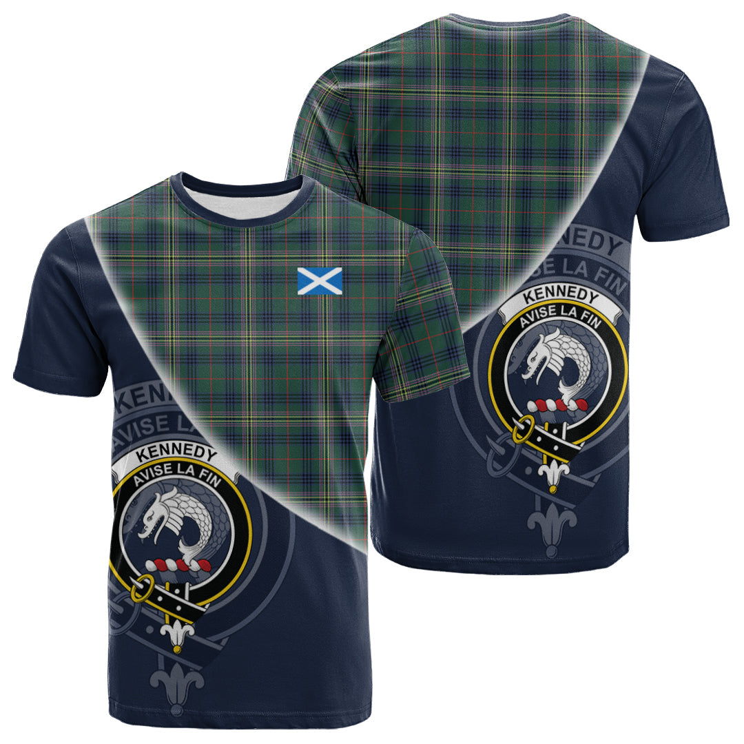 Printivon Kennedy Modern Tartan Scottish Crest T Shirt