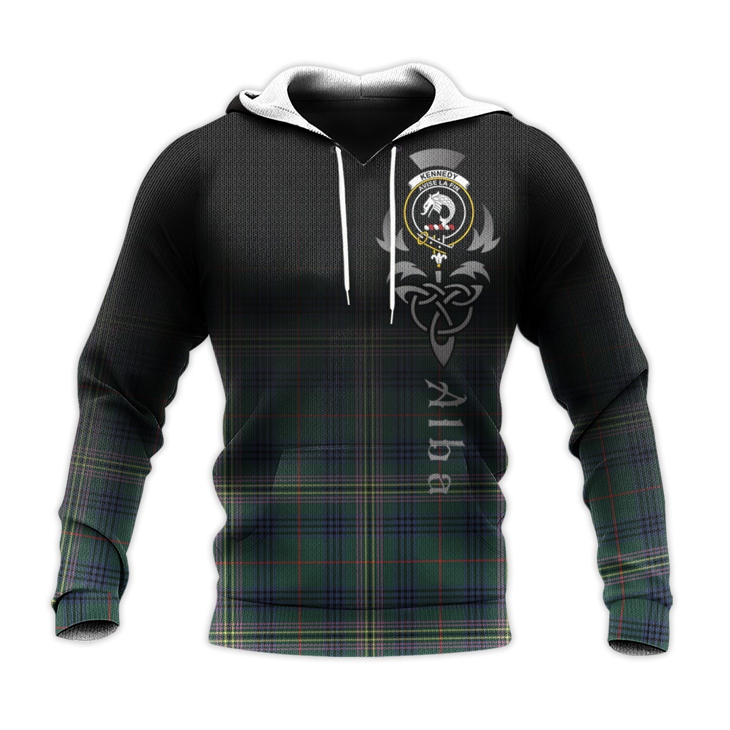 Printivon Kennedy Modern Tartan Crest Alba Celtic Hoodie