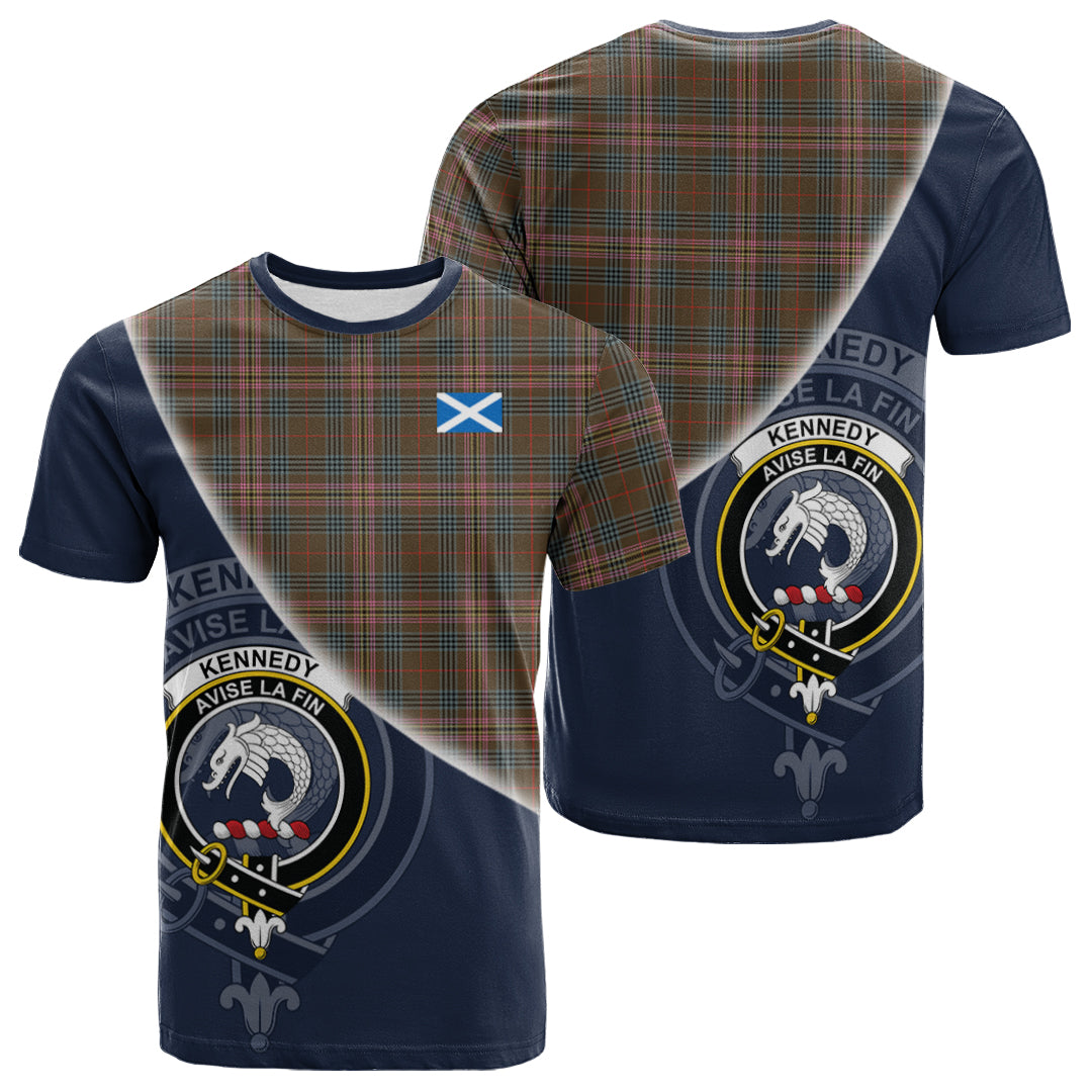 Printivon Kennedy Weathered Tartan Scottish Crest T Shirt