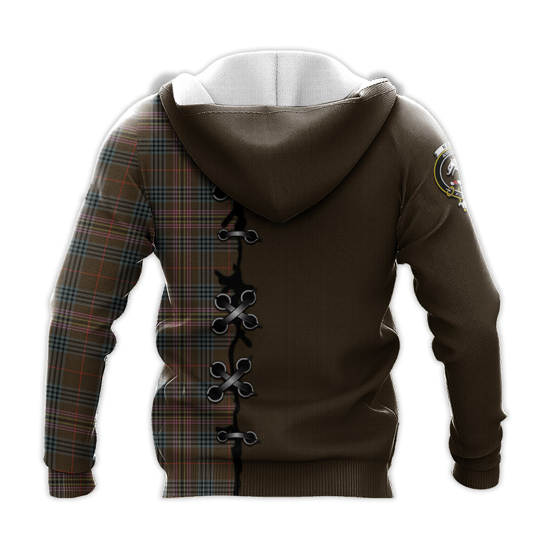 Printivon Kennedy Weathered Tartan Hoodie Lion Rampant And Celtic Thistle Style