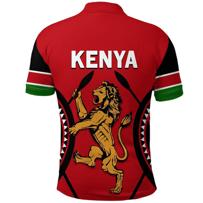 Kenya Lion Polo Shirt Maasai Shield