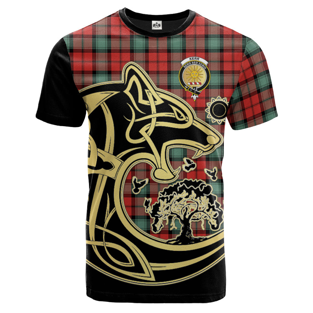 Printivon Kerr Ancient Crest Celtic Wolf Tartan T Shirt Custom Your Text