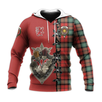 Printivon Kerr Ancient Tartan Hoodie Lion Rampant And Celtic Thistle Style